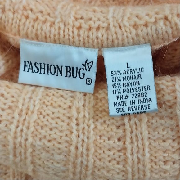 Fashion Bug Sweater Size Large Turtle Neck Peach Color (SOFT) #1262 - Picture 3 of 7